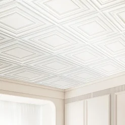 VEVOR Ceiling Tiles, 12-Pack 24 x 24 in, Drop Ceiling Tiles Premium PVC Sheet, Easy Installation/ Cutting Plastic Glue-up Ceiling Tile, Ceiling Covering for Home/Office Decoration, White Peg Pattern