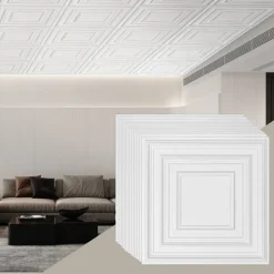 VEVOR Ceiling Tiles, 12-Pack 24 x 24 in, Drop Ceiling Tiles Premium PVC Sheet, Easy Installation/ Cutting Plastic Glue-up Ceiling Tile, Ceiling Covering for Home/Office Decoration, White Peg Pattern