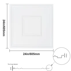 VEVOR Ceiling Tiles, 12-Pack 24 x 24 in, Drop Ceiling Tiles Premium PVC Sheet, Easy Installation/ Cutting Plastic Glue-up Ceiling Tile, Ceiling Covering for Home/Office Decoration, White Geometric