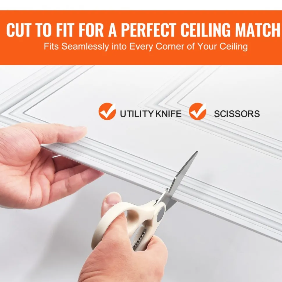 VEVOR Ceiling Tiles, 12-Pack 24 x 24 in, Drop Ceiling Tiles Premium PVC Sheet, Easy Installation/ Cutting Plastic Glue-up Ceiling Tile, Ceiling Covering for Home/Office Decoration, White Geometric