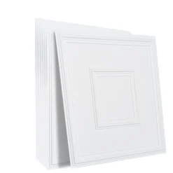 VEVOR Ceiling Tiles, 12-Pack 24 x 24 in, Drop Ceiling Tiles Premium PVC Sheet, Easy Installation/ Cutting Plastic Glue-up Ceiling Tile, Ceiling Covering for Home/Office Decoration, White Geometric
