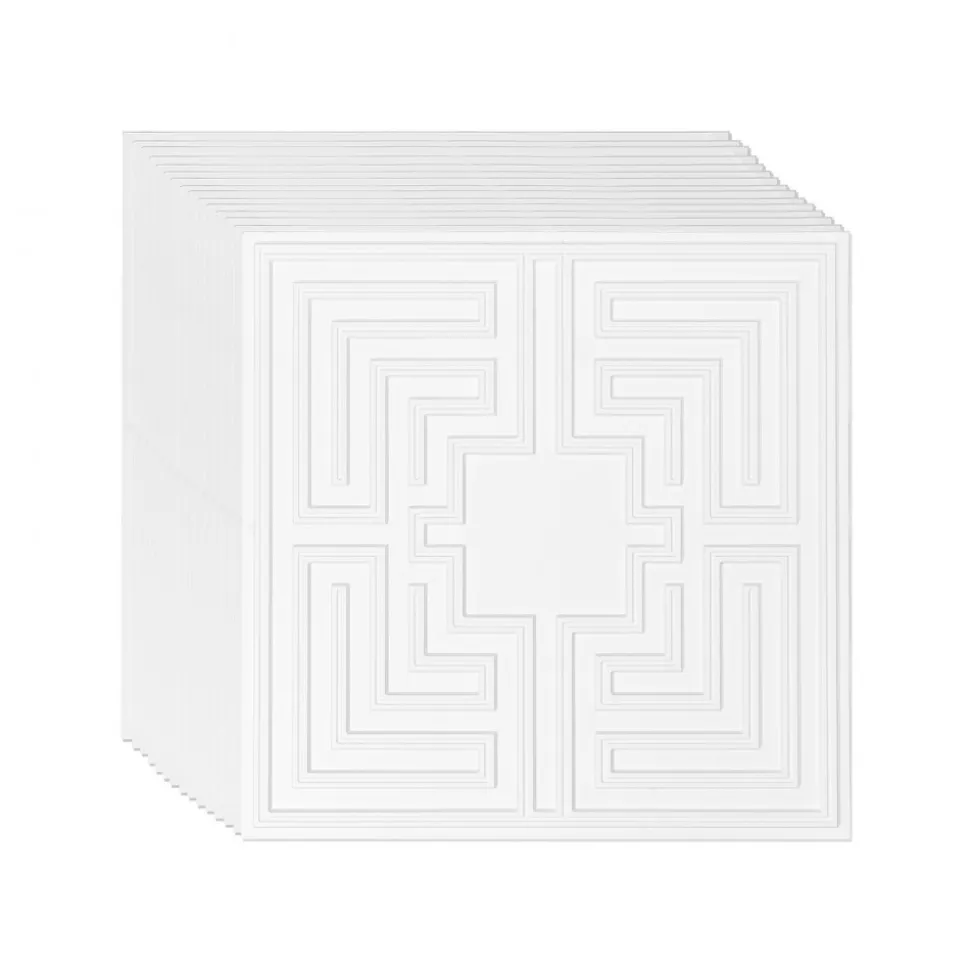 VEVOR Ceiling Tiles, 12-Pack 24 x 24 in, Drop Ceiling Tiles Premium PVC Sheet, Easy Installation/ Cutting Plastic Glue-up Ceiling Tile, Ceiling Covering for Home/Office Decoration, White Echo Pattern