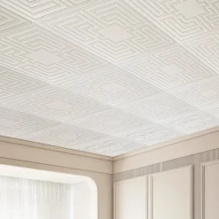 VEVOR Ceiling Tiles, 12-Pack 24 x 24 in, Drop Ceiling Tiles Premium PVC Sheet, Easy Installation/ Cutting Plastic Glue-up Ceiling Tile, Ceiling Covering for Home/Office Decoration, White Echo Pattern