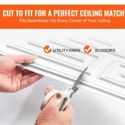 VEVOR Ceiling Tiles, 12-Pack 24 x 24 in, Drop Ceiling Tiles Premium PVC Sheet, Easy Installation/ Cutting Plastic Glue-up Ceiling Tile, Ceiling Covering for Home/Office Decoration, White Echo Pattern