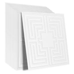 VEVOR Ceiling Tiles, 12-Pack 24 x 24 in, Drop Ceiling Tiles Premium PVC Sheet, Easy Installation/ Cutting Plastic Glue-up Ceiling Tile, Ceiling Covering for Home/Office Decoration, White Echo Pattern