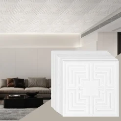VEVOR Ceiling Tiles, 12-Pack 24 x 24 in, Drop Ceiling Tiles Premium PVC Sheet, Easy Installation/ Cutting Plastic Glue-up Ceiling Tile, Ceiling Covering for Home/Office Decoration, White Echo Pattern