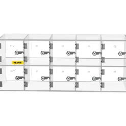 VEVOR Cell Phone Storage Locker, 10 Slots Acrylic Material with Door Locks and Keys, Wall-Mounted Cabinet Pocket Office Classroom Gym Box, Clear