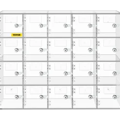VEVOR Cell Phone Storage Locker, 20 Slots Acrylic Material with Door Locks and Keys, Wall-Mounted Cabinet Pocket Office Classroom Gym Box, Clear