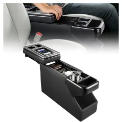 VEVOR Center Console Between Seat Floor Mount Console Storage Box, Central-Console Tools Organizer with Sliding Lid, Cups Holders & Multiple Storage Compartments for Trucks, Minivans, SUVs