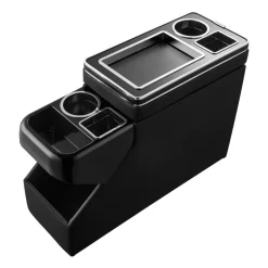 VEVOR Center Console Between Seat Floor Mount Console Storage Box, Central-Console Tools Organizer with Sliding Lid, Cups Holders & Multiple Storage Compartments for Trucks, Minivans, SUVs