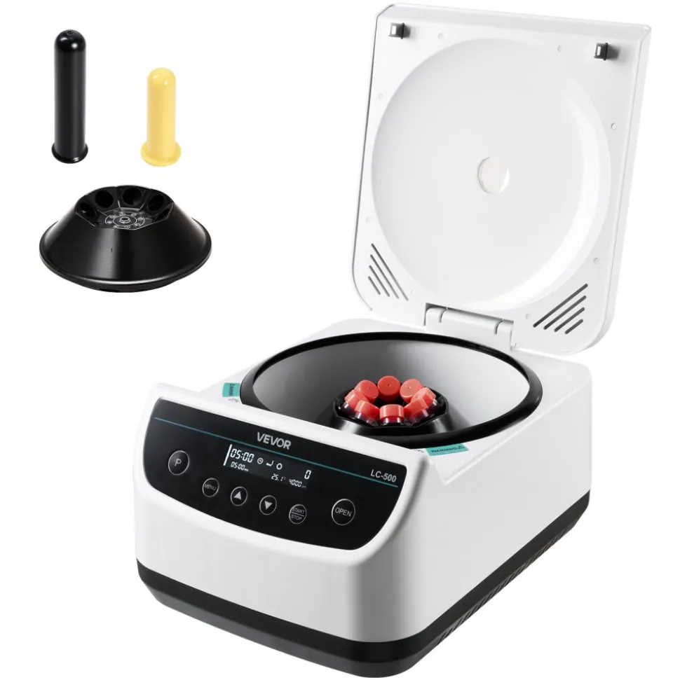VEVOR Centrifuge Machine, 100-1900xg RCF Electric Laboratory Centrifuge Machine with 1 Rotor for 2/5/10/15ml Tube Capacity, Low Speed 500-4000rpm with Timer, Widely Used in Various Experiments