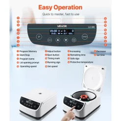 VEVOR Centrifuge Machine, 100-1900xg RCF Electric Laboratory Centrifuge Machine with 1 Rotor for 2/5/10/15ml Tube Capacity, Low Speed 500-4000rpm with Timer, Widely Used in Various Experiments