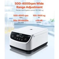 VEVOR Centrifuge Machine, 100-1900xg RCF Electric Laboratory Centrifuge Machine with 1 Rotor for 2/5/10/15ml Tube Capacity, Low Speed 500-4000rpm with Timer, Widely Used in Various Experiments