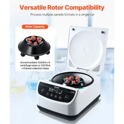VEVOR Centrifuge Machine, 100-2100xg RCF Electric Laboratory Centrifuge Machine with 1 Rotor for 2/5/10/15/50ml Tube Capacity, Low Speed 500-4000rpm with Timer, Widely Used in Various Experiments
