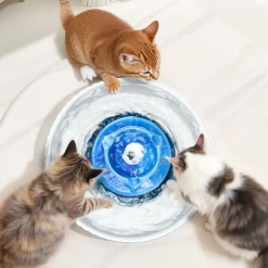 VEVOR Ceramic Cat Water Fountain, 2.1L/71oz Cupcake Pet Fountain, Porcelain Cat Water Dispenser with Ultra-Quiet Pump, 360° Drinking Area and Multi-Layer Filtration System, for Cats and Dogs (Blue)