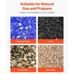 VEVOR Ceramic Fire Pebble Stones, 1-2 inch 48 Pcs Lava Rocks, Reusable Fire Pit Stones Indoor and Outdoor Use, Decorative Firepit Rocks for Propane/Gas Fireplace, Stove, Courtyard, Camping