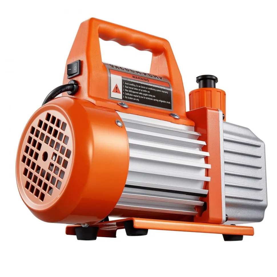 VEVOR 4 CFM AC Vacuum Pump and Gauge Set, 1/3 HP, Single Stage Rotary Vane HVAC Air Vacuum Pump, A/C Refrigerant Manifold Gauge Kit, with Leak Detector, Carry Bag, for R134a R22 R410a Refrigerants