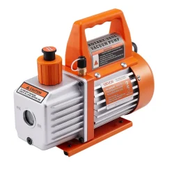VEVOR 4 CFM AC Vacuum Pump and Gauge Set, 1/3 HP, Single Stage Rotary Vane HVAC Air Vacuum Pump, A/C Refrigerant Manifold Gauge Kit, with Leak Detector, Carry Bag, for R134a R22 R410a Refrigerants