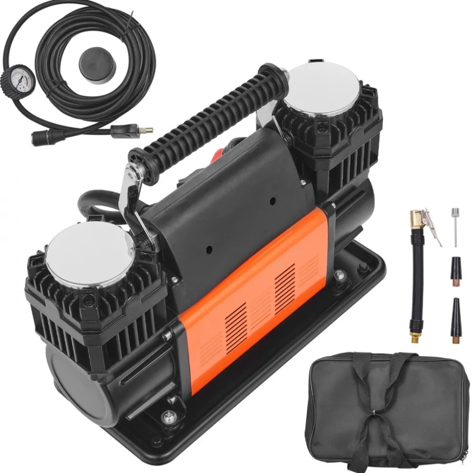 VEVOR 10.6 CFM Heavy Duty Air Compressor, 30s Fast Inflation | Dual-Cylinder Portable Tire Inflator, 12V 150PSI Offroad Air Pump with Adapters for Trucks Car SUV 4 x 4 Vehicle RV