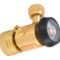 VEVOR CGA200 Acetylene Regulator for Small MC Tanks, AR-MC Air Acetylene Regulator Gauge with 3/8"-24 LH Outlet Connection, Heavy-Duty Brass Body for Welding Brazing Applications