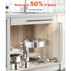 VEVOR Chafing Dish Buffet Set, 5 Qt 2 Pack, Stainless Steel Chafer with 2 Full Size Pans, Round Catering Warmer Server with Lid Water Pan Folding Stand Clip, for Weddings Parties Banquets, Silver
