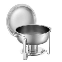 VEVOR Chafing Dish Buffet Set, 5 Qt 2 Pack, Stainless Steel Chafer with 2 Full Size Pans, Round Catering Warmer Server with Lid Water Pan Folding Stand Clip, for Weddings Parties Banquets, Silver