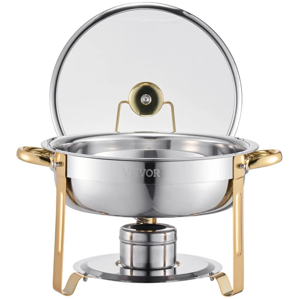 VEVOR Chafing Dish Buffet Set, 8 Qt 4 Pack, Stainless Steel Chafer with 4 Full Size Pans, Rectangle Catering Warmer Server with Lid Water Pan Stand Fuel Holder, for Weddings Parties Banquets, Silver