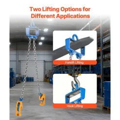 VEVOR Chain Drum Lifter, G80 Drum Lifting Chain Sling with Security Hook, 2200LBS Capacity, Drums Handling Equipment Fits for Crane Forklift, Carbon Steel Barrel Lifter for Plastic & Metal Drums