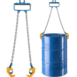 VEVOR Chain Drum Lifter, G80 Drum Lifting Chain Sling with Security Hook, 2200LBS Capacity, Drums Handling Equipment Fits for Crane Forklift, Carbon Steel Barrel Lifter for Plastic & Metal Drums