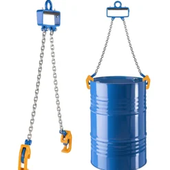 VEVOR Chain Drum Lifter, G80 Drum Lifting Chain Sling with Security Hook, 2200LBS Capacity, Drums Handling Equipment Fits for Crane Forklift, Carbon Steel Barrel Lifter for Plastic & Metal Drums