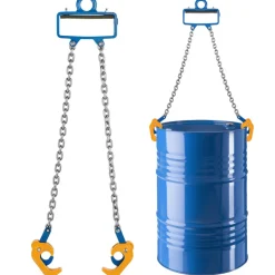 VEVOR Chain Drum Lifter, G80 Drum Lifting Chain Sling with Security Hook, 2200LBS Capacity, Drums Handling Equipment Fits for Crane Forklift, Carbon Steel Barrel Lifter for Plastic & Metal Drums