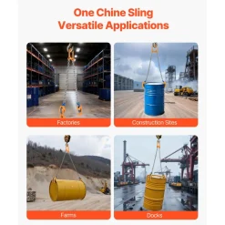 VEVOR Chain Drum Lifter, G80 Drum Lifting Chain Sling with Thickened Security Hook, 2000LBS Capacity, 1.6ft Long Sturdy Drums Handling Equipment, Carbon Steel Barrel Lifter for Plastic & Metal Drums