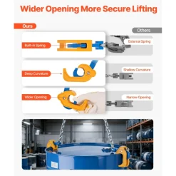 VEVOR Chain Drum Lifter, G80 Drum Lifting Chain Sling with Thickened Security Hook, 2000LBS Capacity, 1.6ft Long Sturdy Drums Handling Equipment, Carbon Steel Barrel Lifter for Plastic & Metal Drums