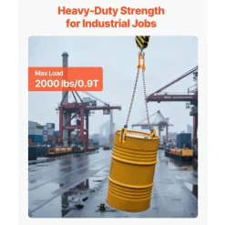 VEVOR Chain Drum Lifter, G80 Drum Lifting Chain Sling with Thickened Security Hook, 2000LBS Capacity, 1.6ft Long Sturdy Drums Handling Equipment, Carbon Steel Barrel Lifter for Plastic & Metal Drums