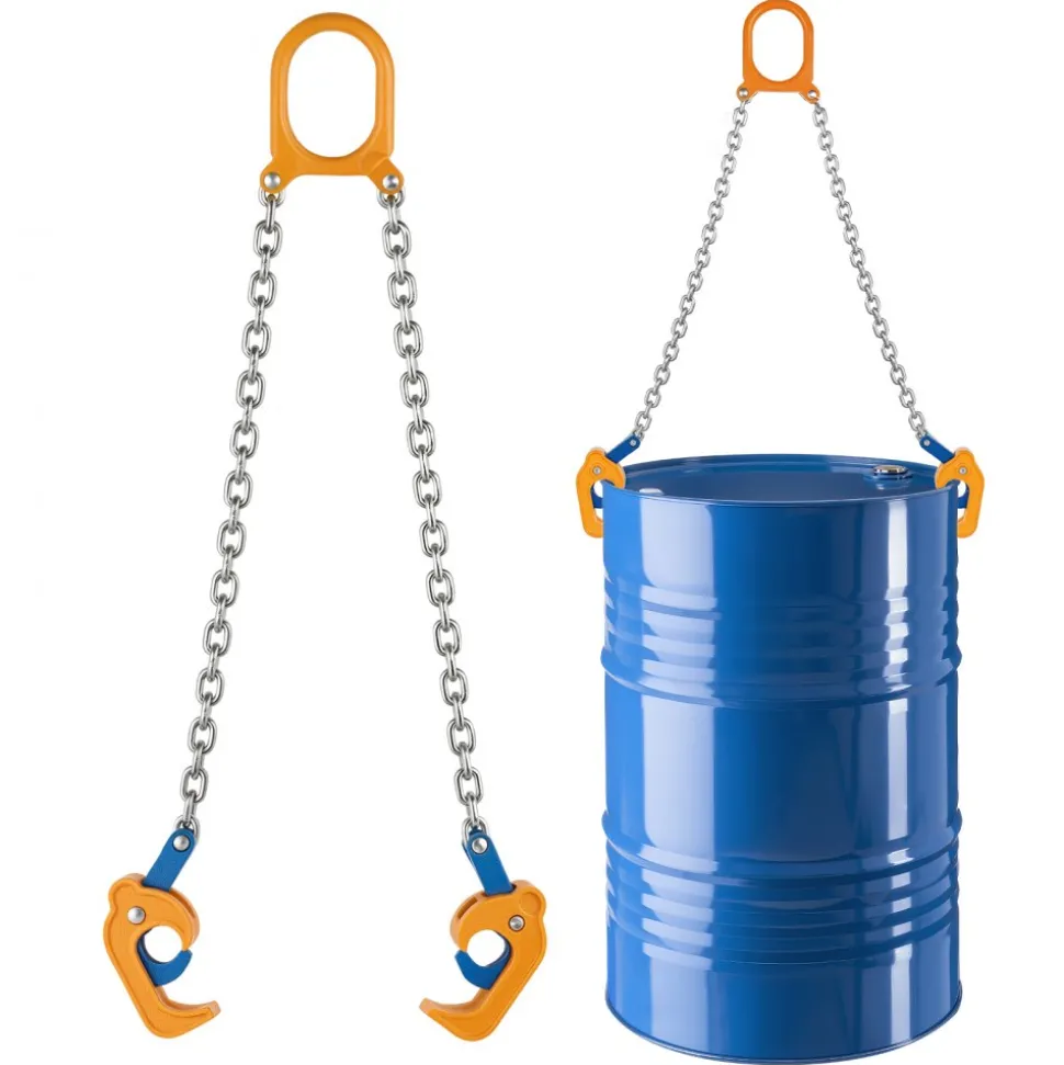 VEVOR Chain Drum Lifter, G80 Drum Lifting Chain Sling with Thickened Security Hook, 2000LBS Capacity, 1.6ft Long Sturdy Drums Handling Equipment, Carbon Steel Barrel Lifter for Plastic & Metal Drums