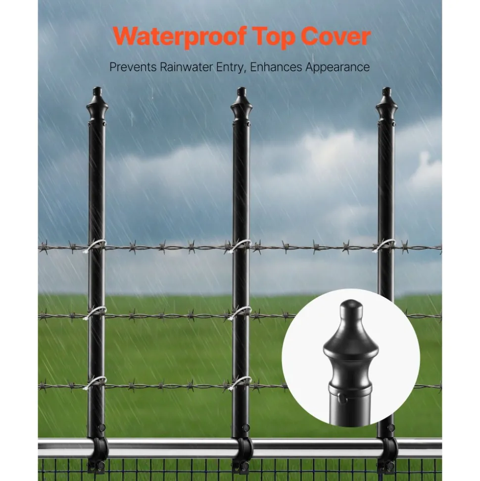 VEVOR Chain Link Fence Extensions, 9 Packs 27.4" Extension Height, Galvanized Post Extender for 1.3" to 1.5" Top of Fence, U Bracket, Barbed Wire Extend Arm for Privacy, Prevent Dogs Jumping Out