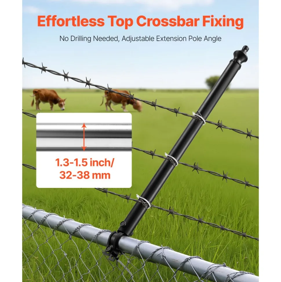 VEVOR Chain Link Fence Extensions, 9 Packs 27.4" Extension Height, Galvanized Post Extender for 1.3" to 1.5" Top of Fence, U Bracket, Barbed Wire Extend Arm for Privacy, Prevent Dogs Jumping Out