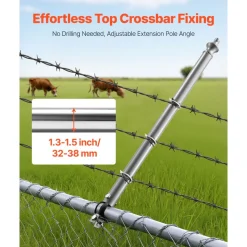 VEVOR Chain Link Fence Extensions, 18 Packs 27.4" Extension Height, Galvanized Post Extender for 1.3" to 1.5" Top of Fence, U Bracket, Barbed Wire Extend Arm for Privacy, Prevent Dogs Jumping Out