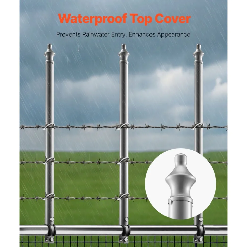 VEVOR Chain Link Fence Extensions, 18 Packs 27.4" Extension Height, Galvanized Post Extender for 1.3" to 1.5" Top of Fence, U Bracket, Barbed Wire Extend Arm for Privacy, Prevent Dogs Jumping Out