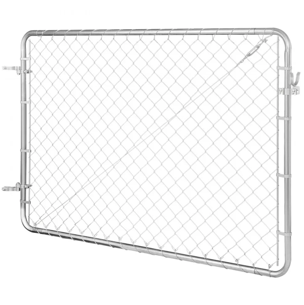 VEVOR Chain Link Fence Gate, 72 x 48 in, Adjustable Chain Link Fence Panel, Fit 2.2-6 ft (W) x 6 ft (H) Garden Fence Gate Opening, Rust-Resistant Galvanized Fencing Gate for Farm, Posts Not Included