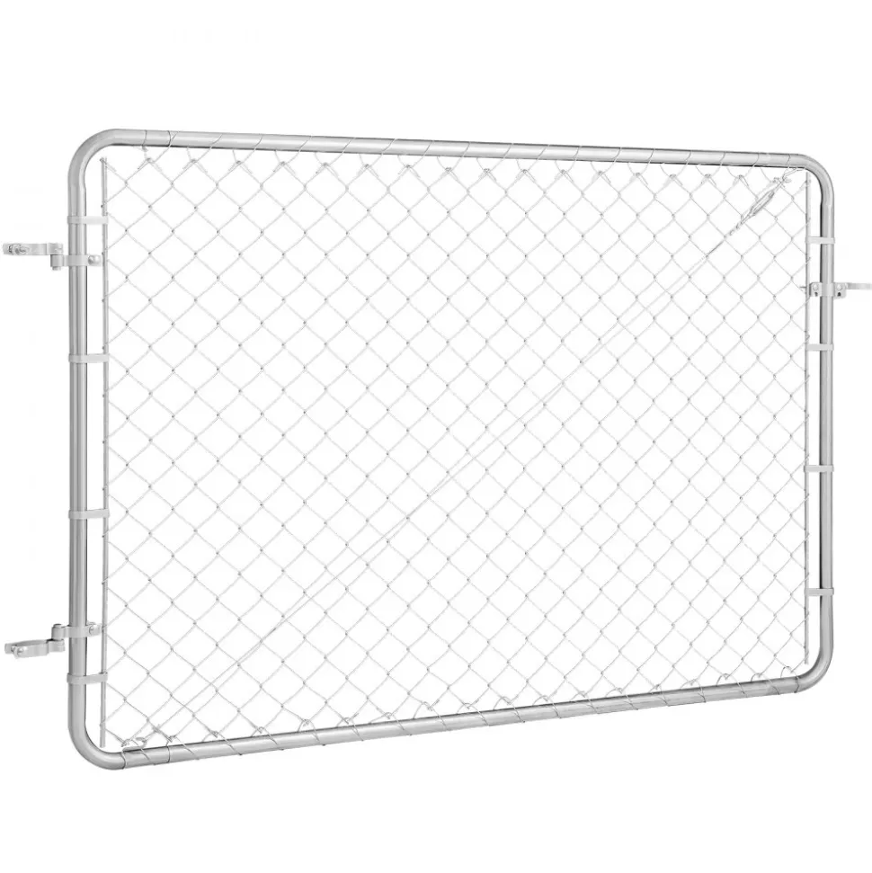 VEVOR Chain Link Fence Gate, 72 x 48 in, Adjustable Chain Link Fence Panel, Fit 2.2-6 ft (W) x 6 ft (H) Garden Fence Gate Opening, Rust-Resistant Galvanized Fencing Gate for Farm, Posts Not Included