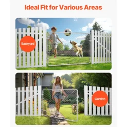 VEVOR Chain Link Fence Gate, 72 x 48 in, Adjustable Chain Link Fence Panel, Fit 2.2-6 ft (W) x 6 ft (H) Garden Fence Gate Opening, Rust-Resistant Galvanized Fencing Gate for Farm, Posts Not Included
