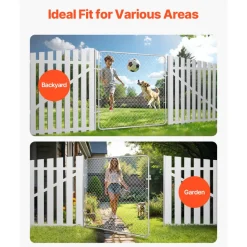 VEVOR Chain Link Fence Gate, 70 x 72 in, Adjustable Chain Link Fence Panel, Fit 3 ft (W) x 4 ft (H) Garden Fence Gate Opening, Rust-Resistant Galvanized Fencing Gate for Farm Posts Not Included