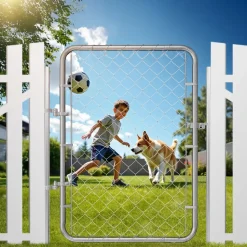 VEVOR Chain Link Fence Gate, 32 x 46 in, Adjustable Chain Link Fence Panel, Fit 2-4 ft (W) x 4 ft (H) Garden Fence Gate Opening, Rust-Resistant Galvanized Fencing Gate for Farm Posts Not Included