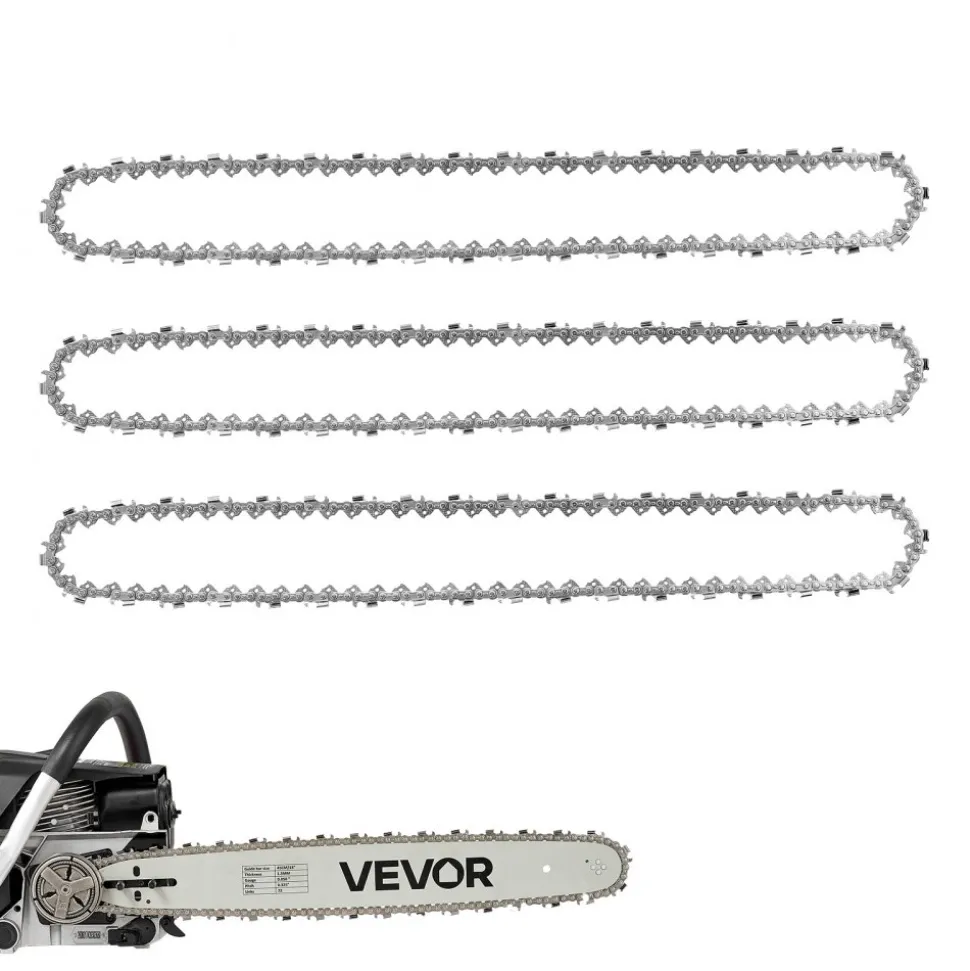 VEVOR Chainsaw Chain 3 Pack 18 Inch 0.325" Pitch 0.058" Gauge 72 Drive Link, Fits VEVOR CN-52G Gas Chainsaw, Forged Alloy Steel, Replacement Saw Chain with Sharp Cutter Teeth, Wear-Resistant Tie Strap