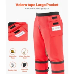 VEVOR Chainsaw Chaps Wrap, Class D, 8 Layers Wrap Style Chainsaw Pants with Adjustable Belt & Gear Pocket, Chain Saw Chaps for Men/Women, Chainsaw Safety Equipment for Loggers Forest Workers, Large