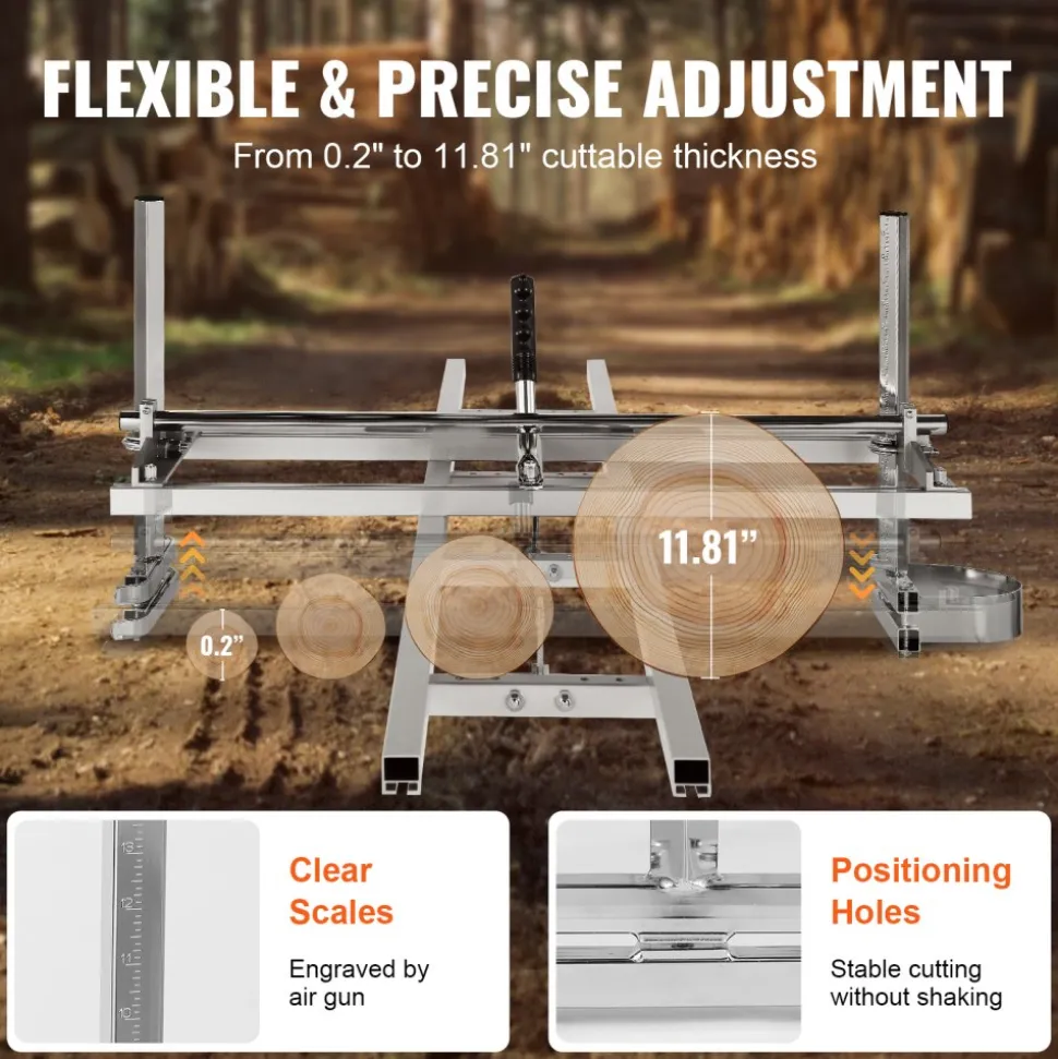 VEVOR Chainsaw Mill and Rail Mill Guide System, Portable Sawmill 14"-36" Guide Bar, 9ft Aluminum Saw Milling Rail Guide with Chainsaw Planking Mill for Woodworkers and Carpenters