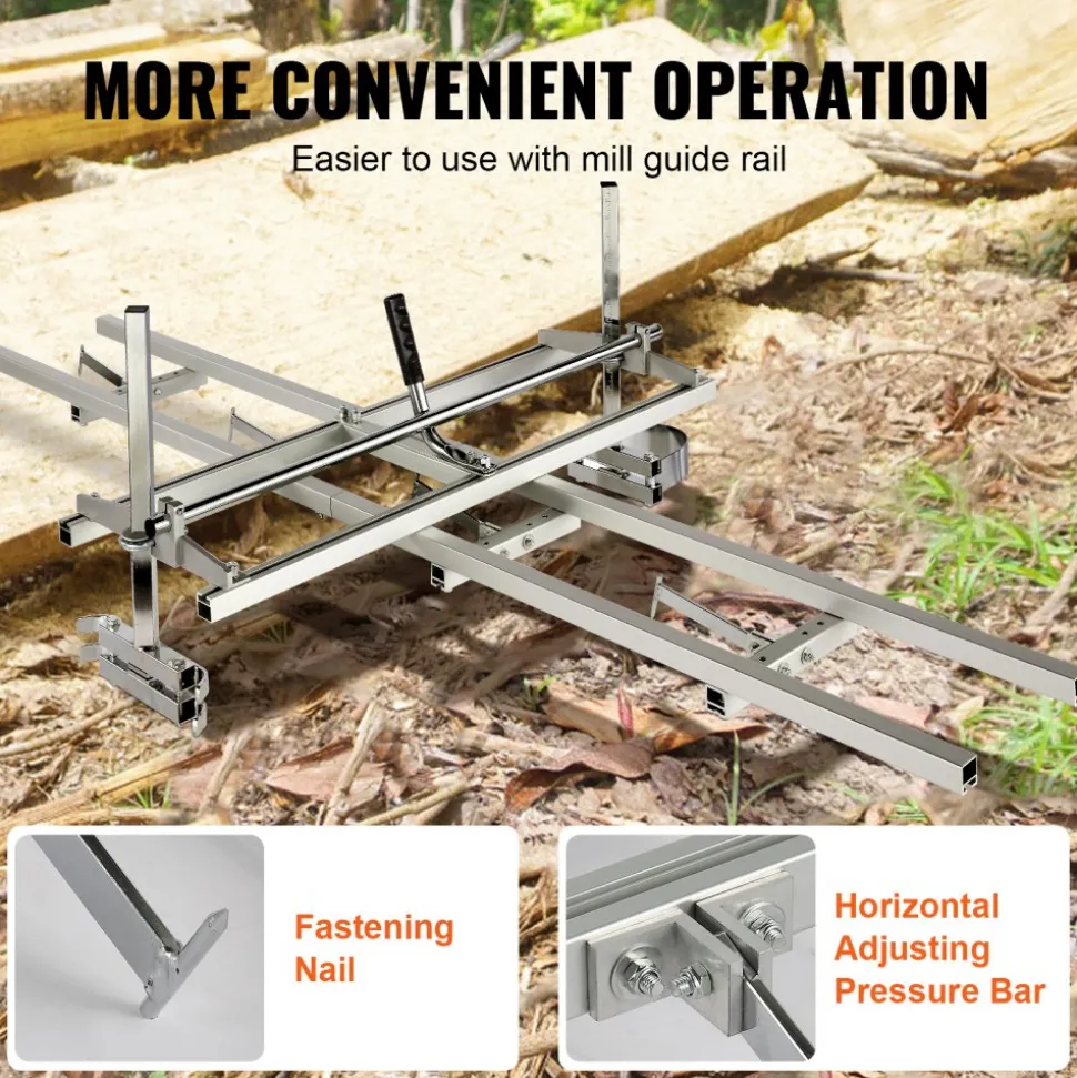 VEVOR Chainsaw Mill and Rail Mill Guide System, Portable Sawmill 14"-36" Guide Bar, 9ft Aluminum Saw Milling Rail Guide with Chainsaw Planking Mill for Woodworkers and Carpenters