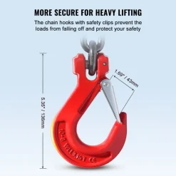 VEVOR Chain Sling, 3/8 inch x 6 ft Lifting Chains with Hooks, G80 Engine Chain Hoist Lifts, 11000 lbs/5 Ton Lifting Sling Chains for Engine Hoist, Engine Lift Chain with 2 Leg Grab Hooks and Adjusters