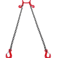 VEVOR Chain Sling, 3/8 inch x 6 ft Lifting Chains with Hooks, G80 Engine Chain Hoist Lifts, 11000 lbs/5 Ton Lifting Sling Chains for Engine Hoist, Engine Lift Chain with 2 Leg Grab Hooks and Adjusters